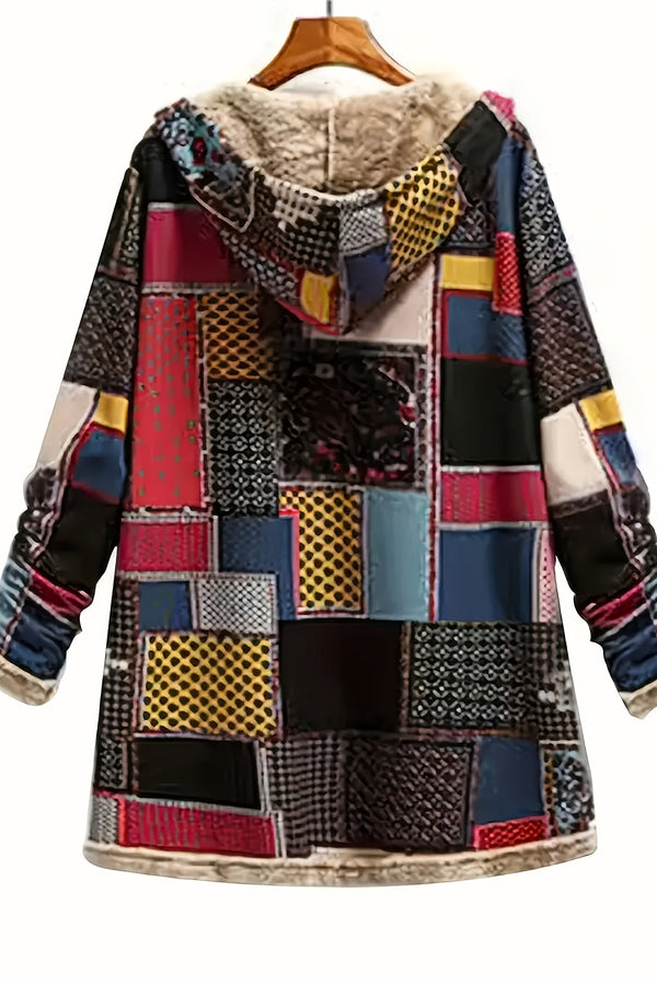 CYBELE – COZY PATCHWORK HOODED COAT