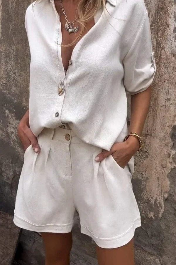 Linea | Conjunto informal de camisa y pantalones cortos de corte holgado