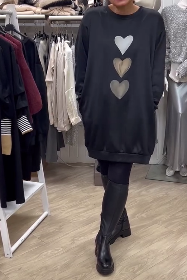 Flossy | Felpa a maniche lunghe con stampa a cuore 