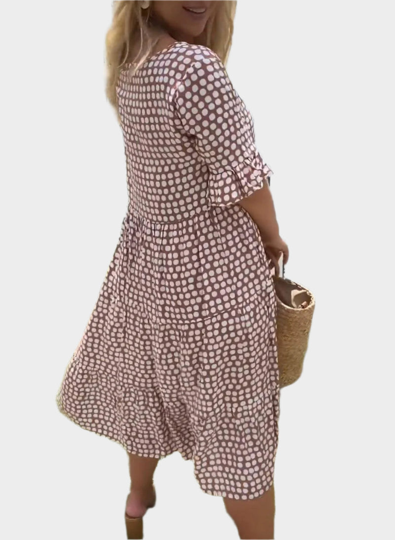 Vestido midi con elegantes rayas