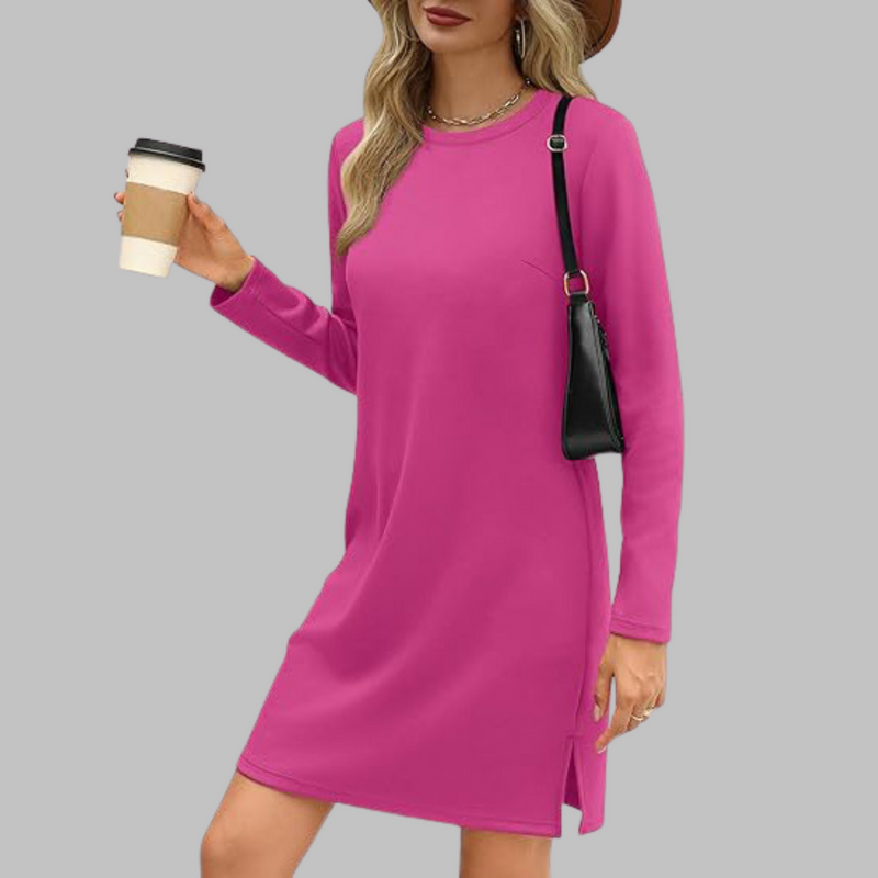 Tiana - Casual Long Sleeve Round Neck Mini Dress