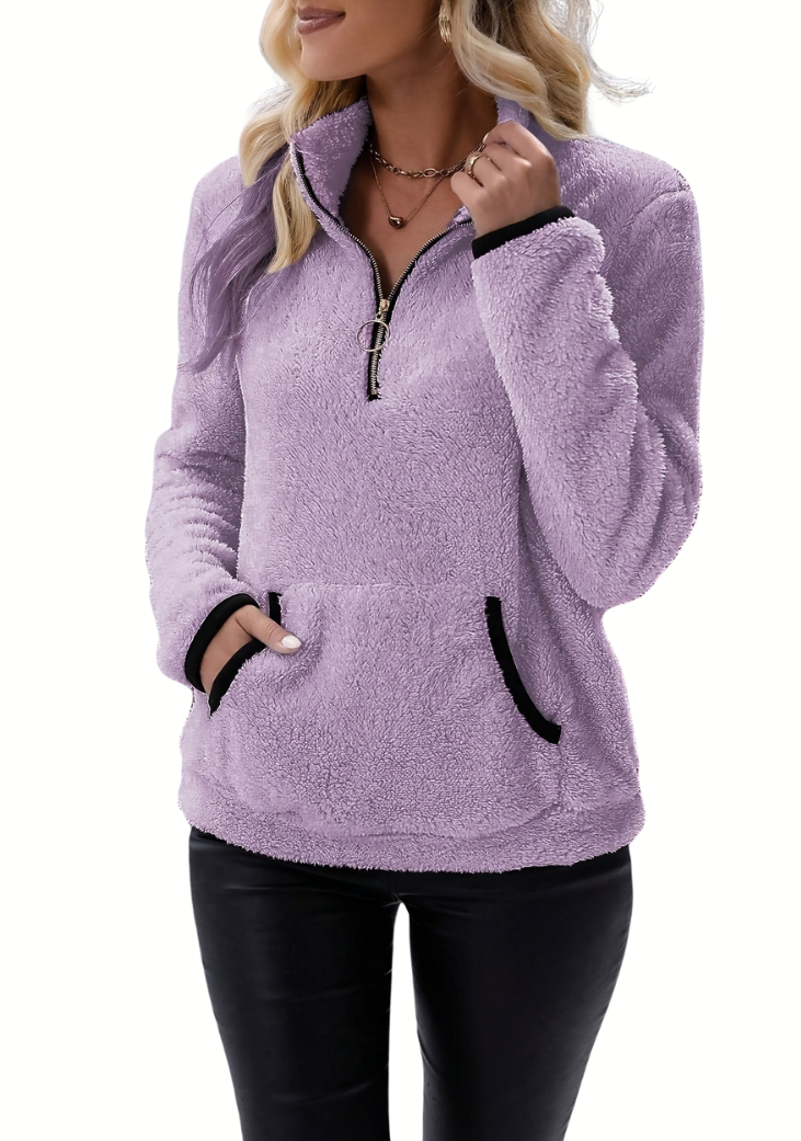 Rosely | Felpa in pile Borg con mezza zip 
