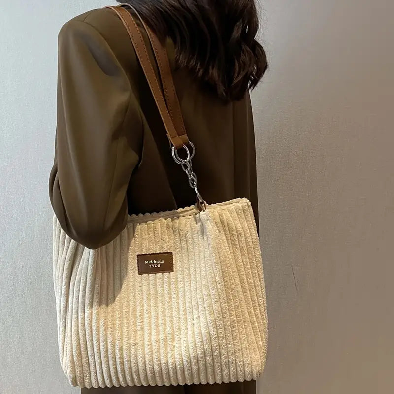 Layla™ - Elegante borsa tote in velluto a coste