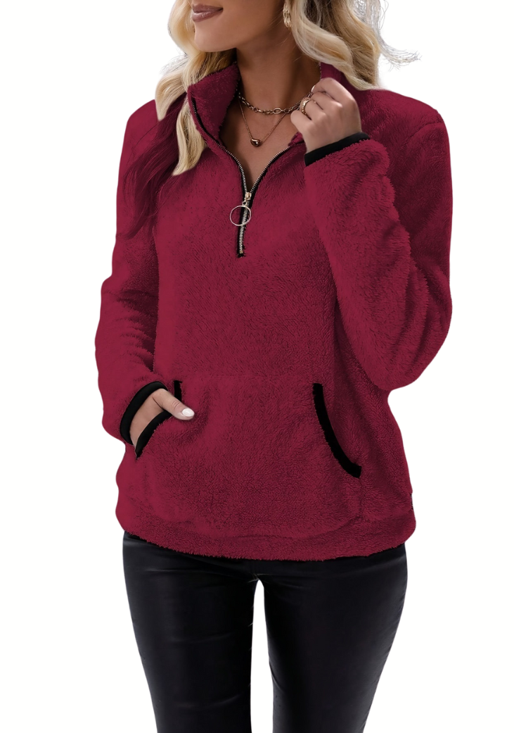 Rosely | Felpa in pile Borg con mezza zip 
