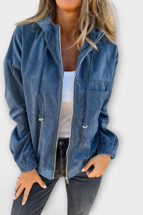 Ella - Corduroy Zip-Up Hooded Jacket