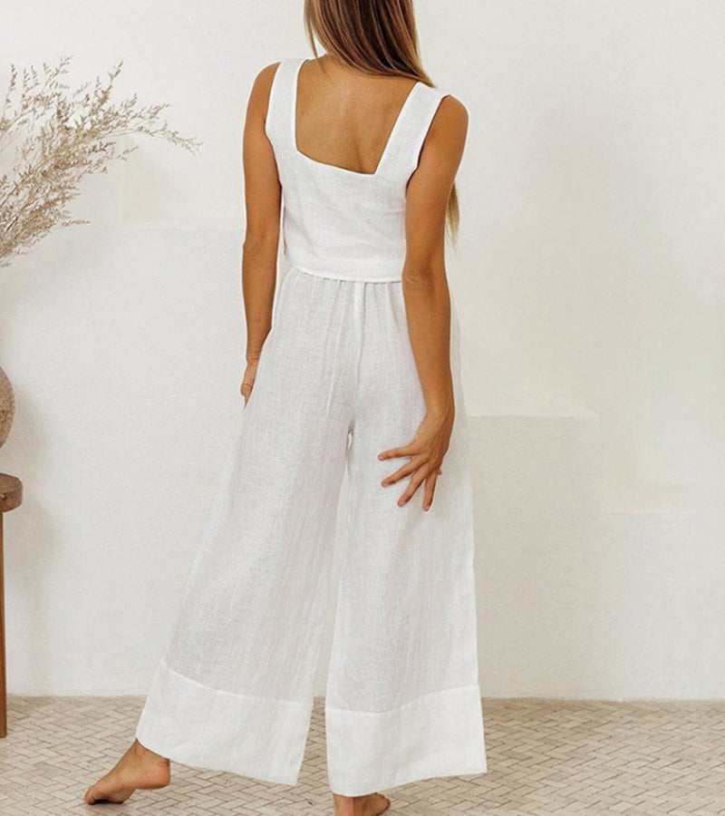 Evelyne | Completo composto da top minimalista di lusso e pantaloni a gamba larga