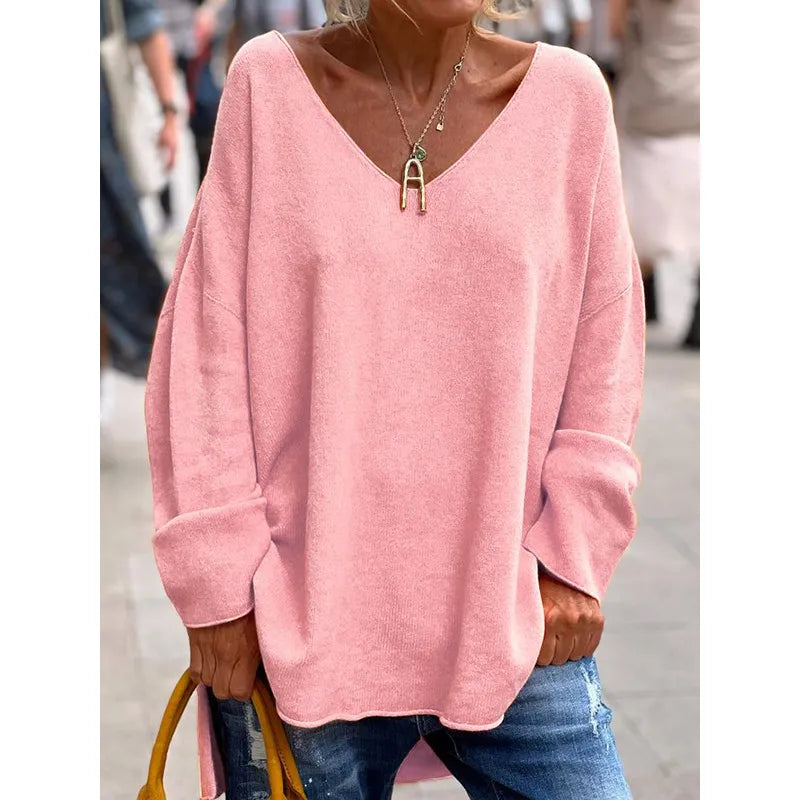 NORA - BLUSA CASUAL CHIC CON SCOLLO A V 