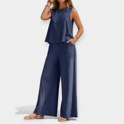 Set composto da top senza maniche e pantaloni larghi