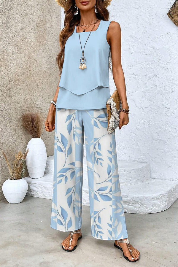 Alba | Completo elegante con top e pantaloni floreali