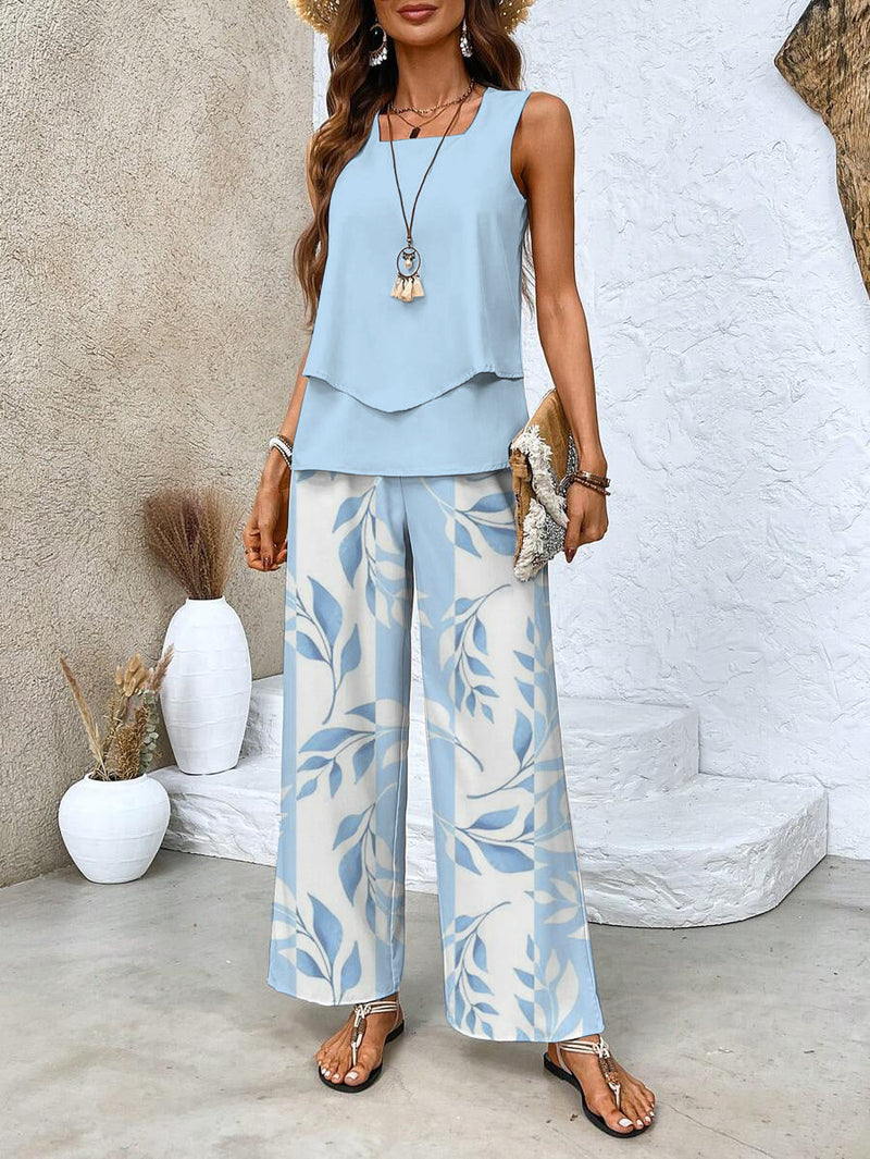 Alba | Completo elegante con top e pantaloni floreali