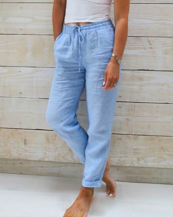 Allison | Pantaloni sartoriali in cotone e lino di lusso