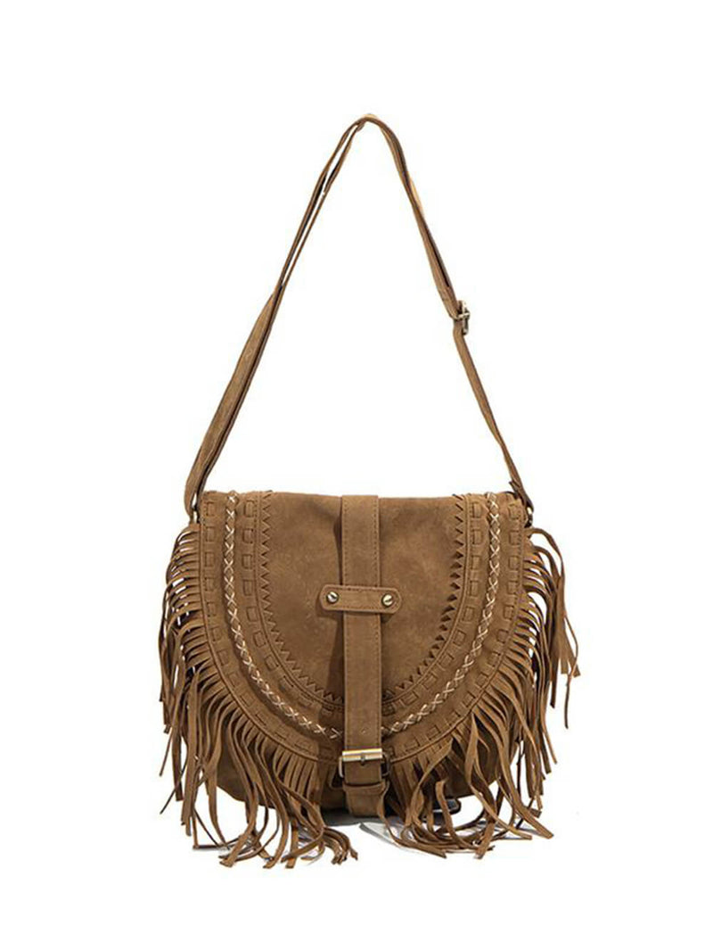 Riley™ - Borsa fatta a mano con frange e fibbia