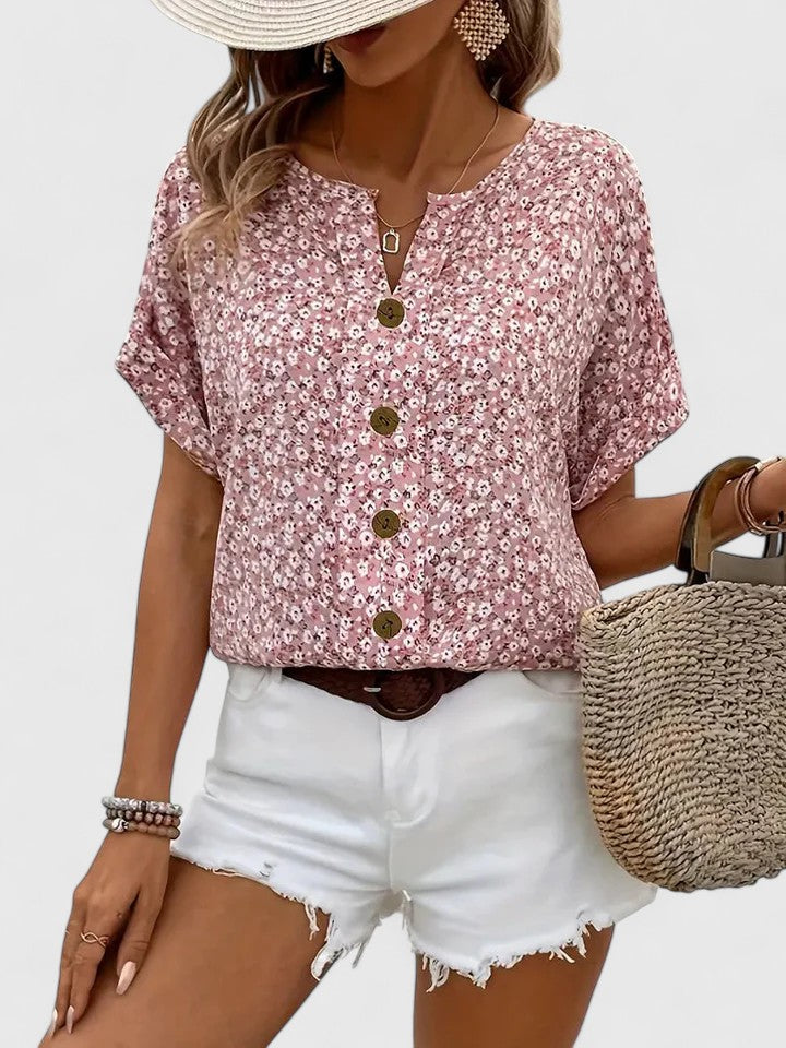 Sabine - Elegante top estivo floreale