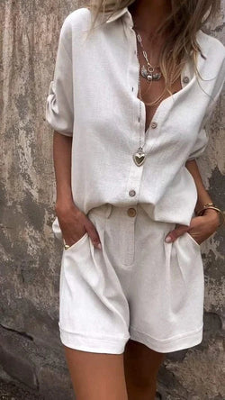 Linea | Completo casual con camicia e pantaloncini dal taglio rilassato