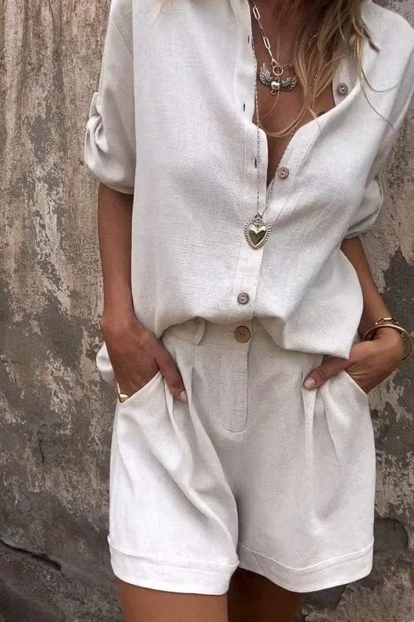 Linea | Completo casual con camicia e pantaloncini dal taglio rilassato