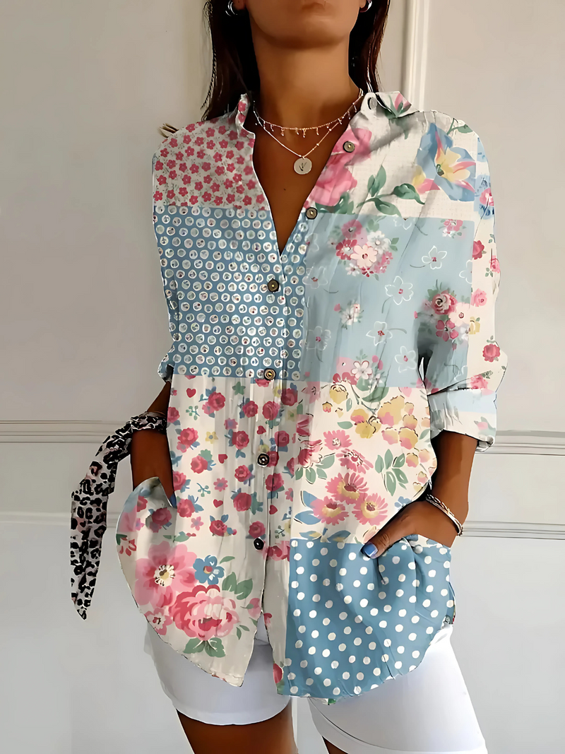 Viviana | Blusa a onde floreali