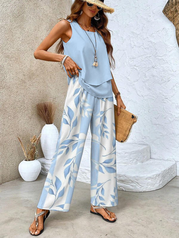 Alba | Completo elegante con top e pantaloni floreali