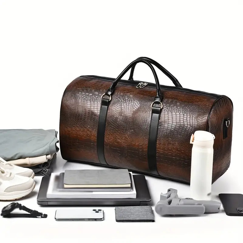 Lucas™ - Borsa da viaggio con motivo coccodrillo vintage