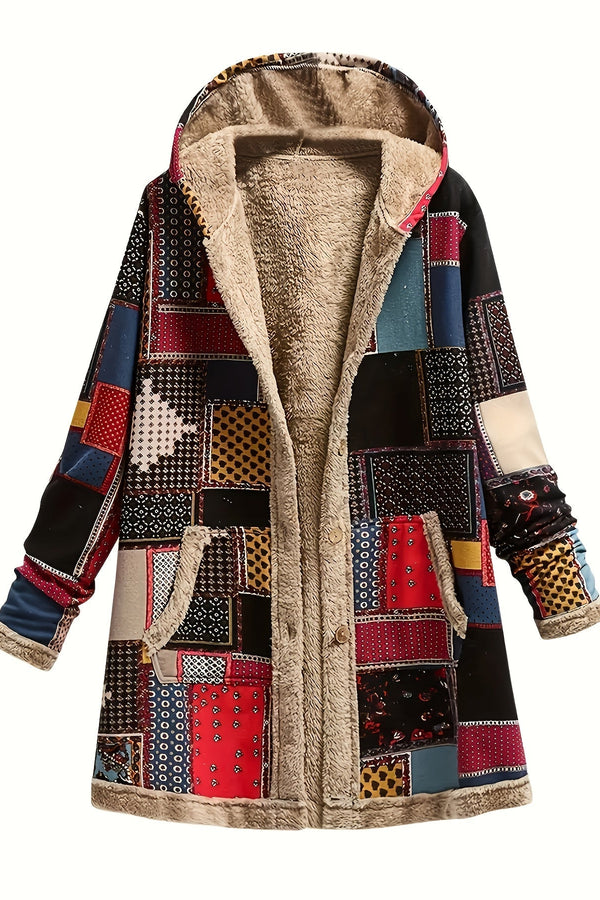 CYBELE – COZY PATCHWORK HOODED COAT