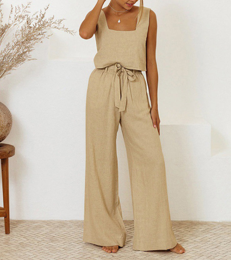Evelyne | Completo composto da top minimalista di lusso e pantaloni a gamba larga