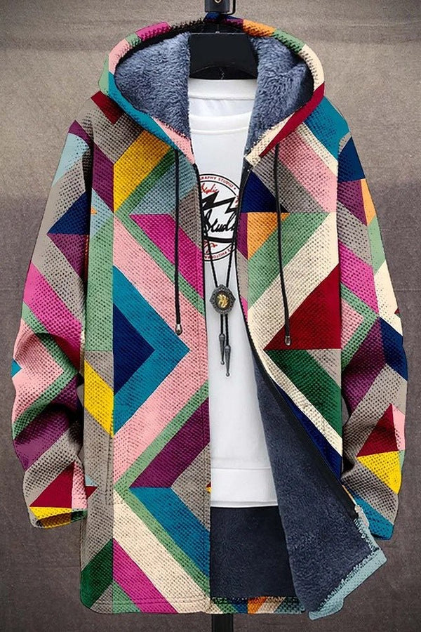 ELISE – GEOMETRIC COZY HOODED JACKET