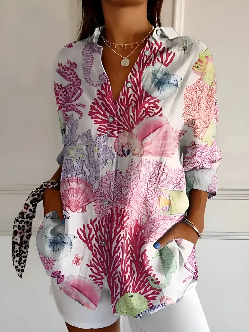 Viviana | Blusa a onde floreali