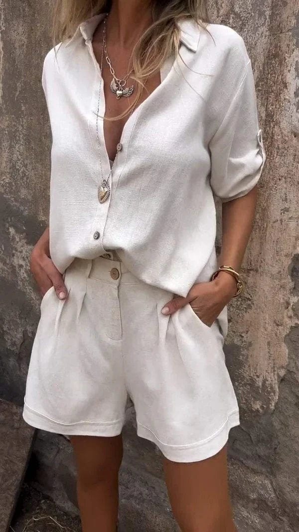 Linea | Completo casual con camicia e pantaloncini dal taglio rilassato