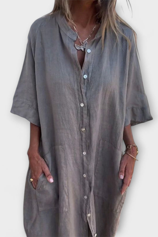 Melanie - Ibiza-Inspired Casual Midi Shirt Dress