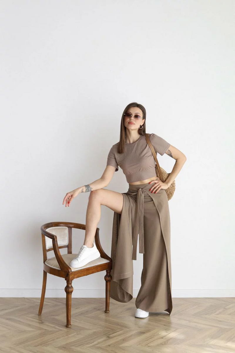 ARIANE – PANTALONI IN LINO A GAMBA LARGA DA DONNA 