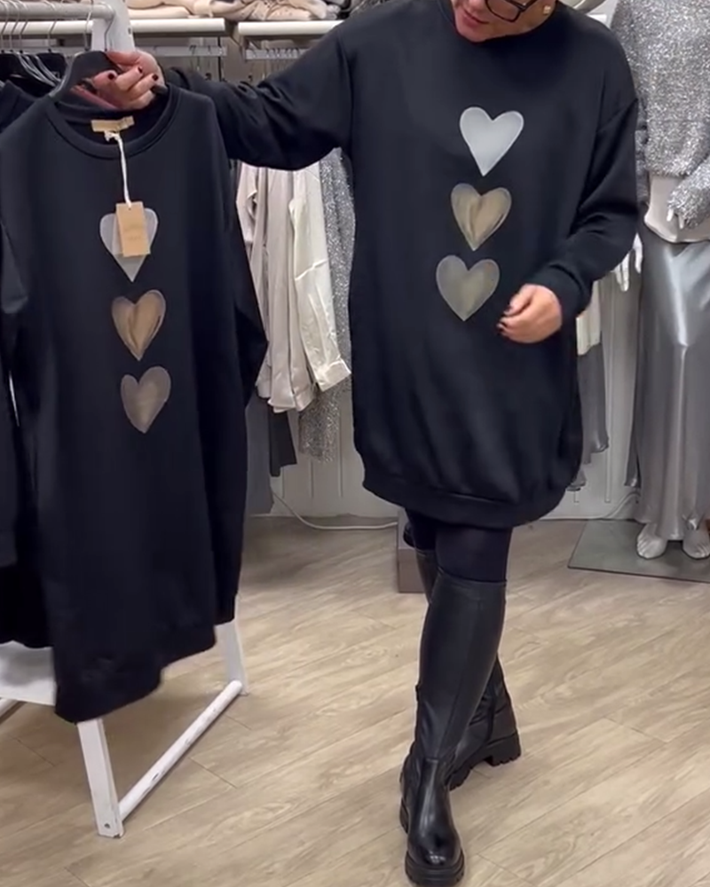 Flossy | Felpa a maniche lunghe con stampa a cuore 