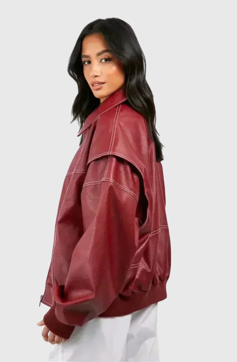 Faye™ - Giacca in pelle oversize