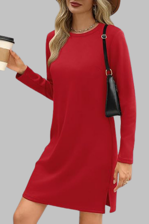 Tiana - Casual Long Sleeve Round Neck Mini Dress
