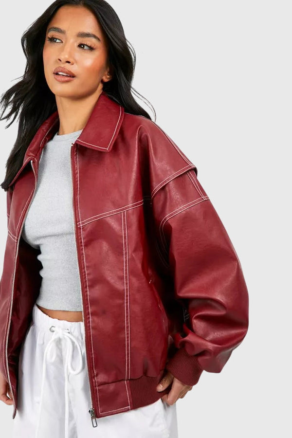 Faye™ - Giacca in pelle oversize