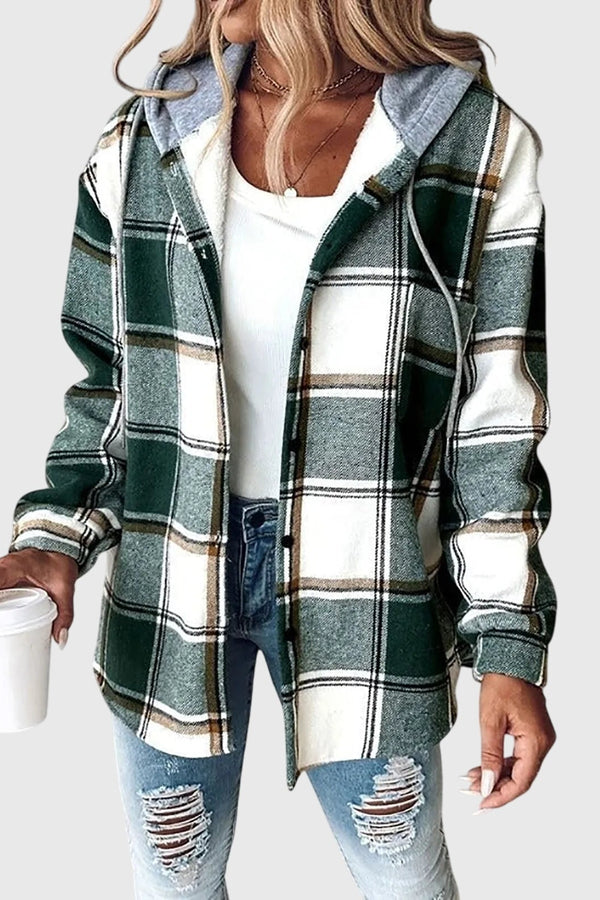 MORGAN – CASUAL PLAID HOODED SHIRT JACKET