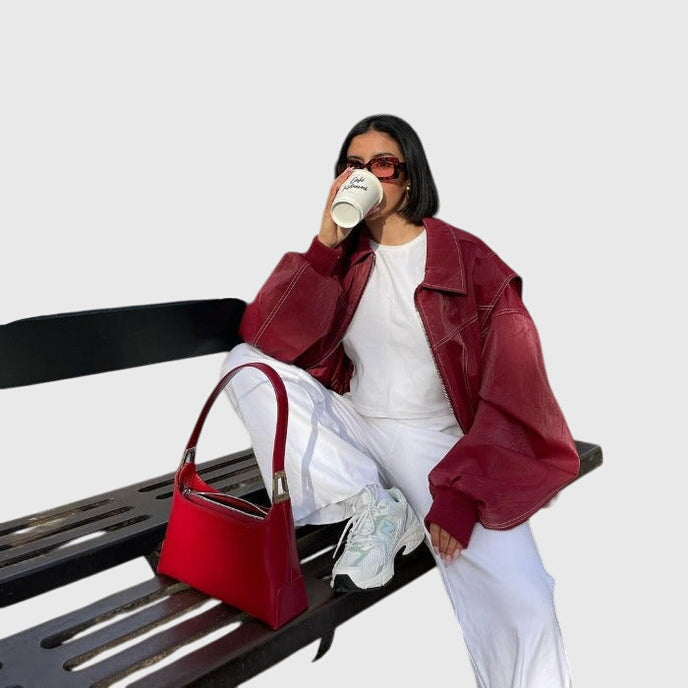 Faye™ - Giacca in pelle oversize