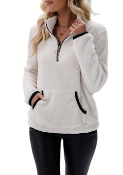 Rosely | Felpa in pile Borg con mezza zip 
