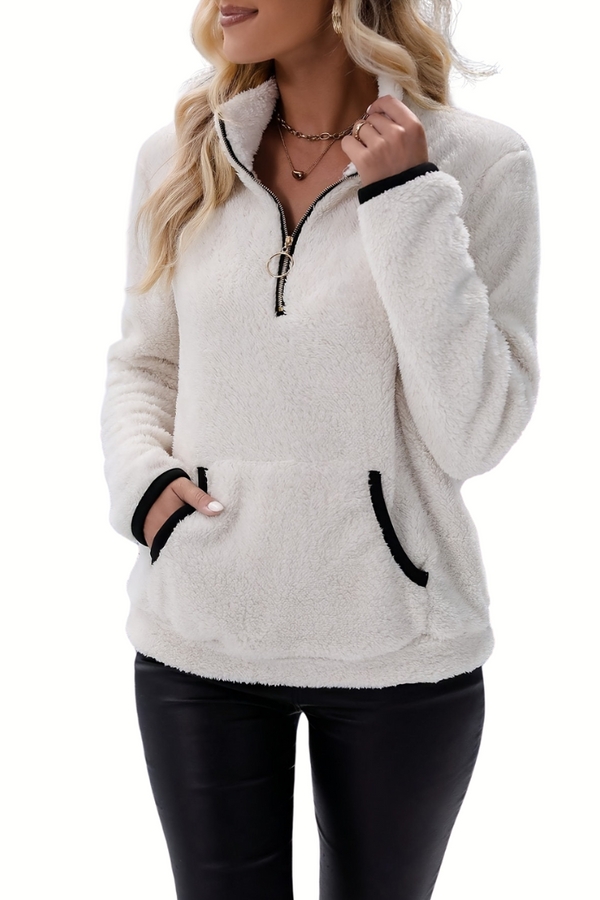 Rosely | Felpa in pile Borg con mezza zip 