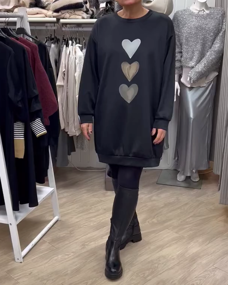 Flossy | Felpa a maniche lunghe con stampa a cuore 