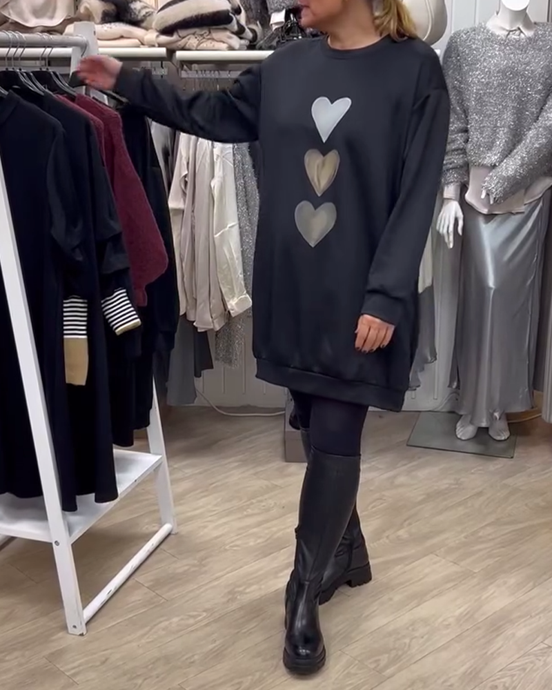 Flossy | Felpa a maniche lunghe con stampa a cuore 