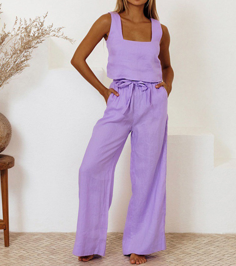 Evelyne | Completo composto da top minimalista di lusso e pantaloni a gamba larga
