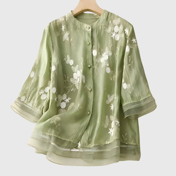 Nellie™ | Elegante top con fiori ricamati