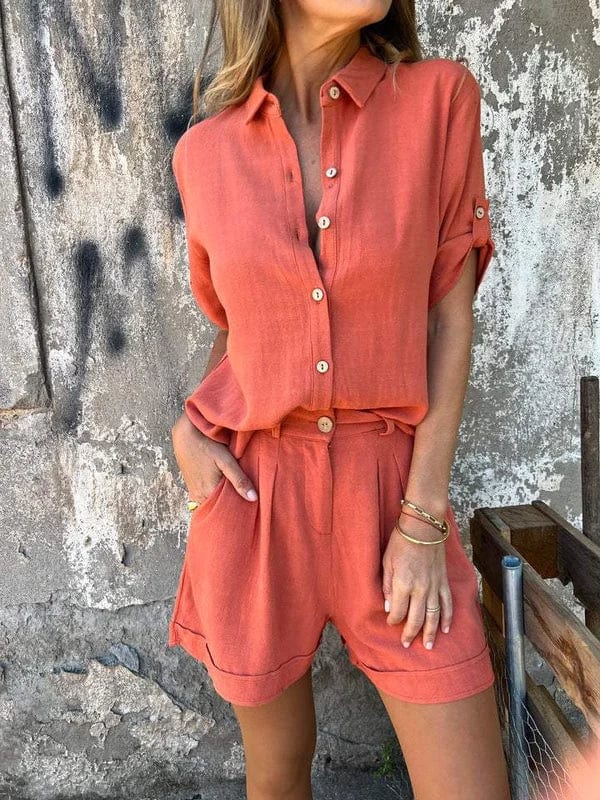 Linea | Completo casual con camicia e pantaloncini dal taglio rilassato