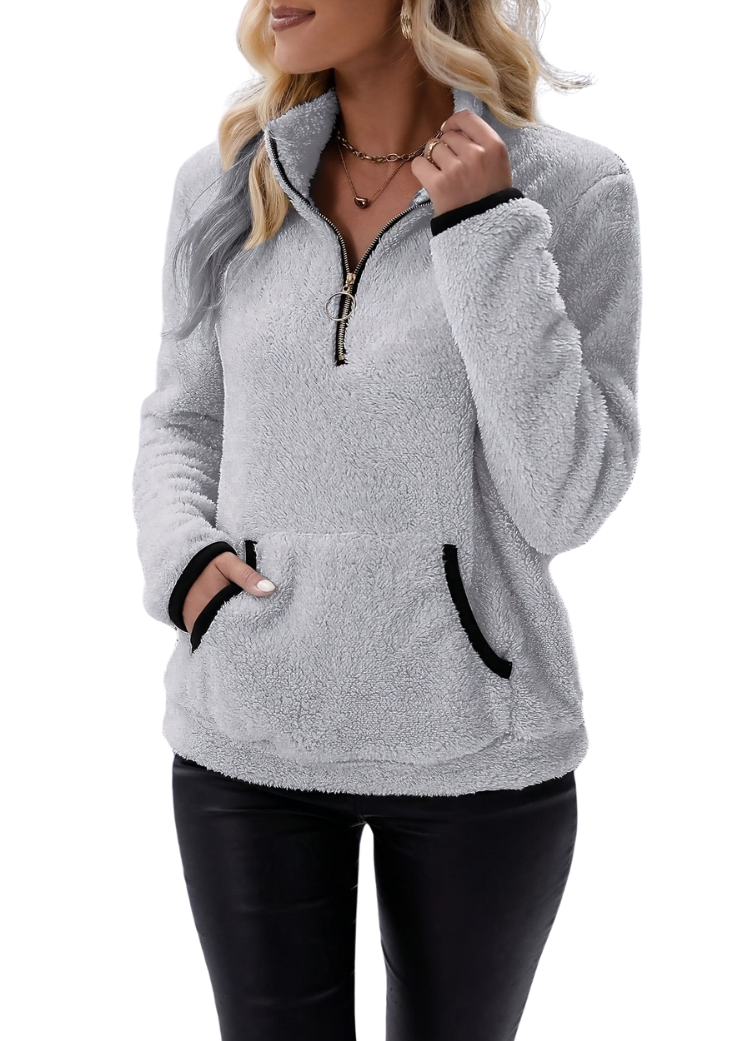 Rosely | Felpa in pile Borg con mezza zip 