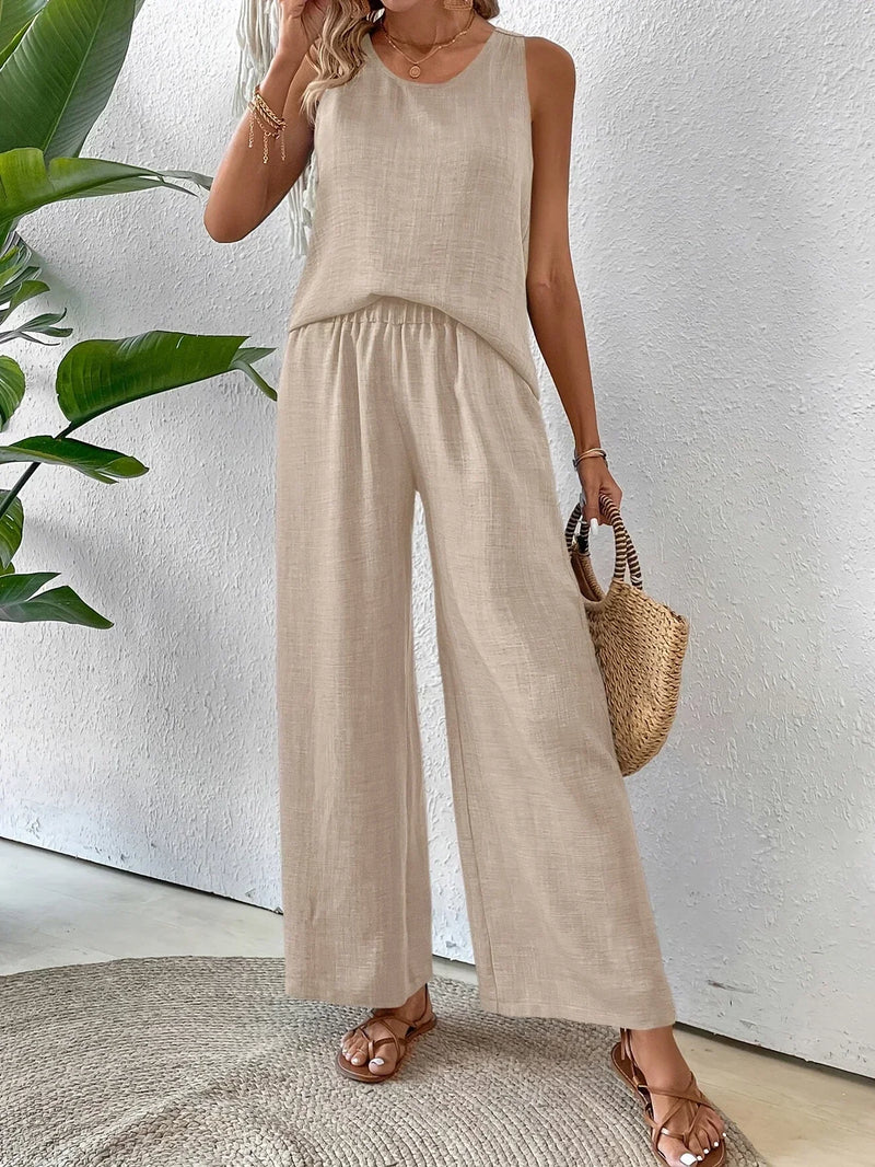ELOWEN – COPPIA CANOTTA E PANTALONI CHIC PER TUTTO IL GIORNO 