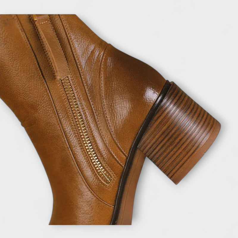 Milana - Leather Boots with Mid Heel