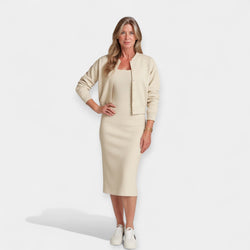 Midi Dress Set with Bomber Jacket
