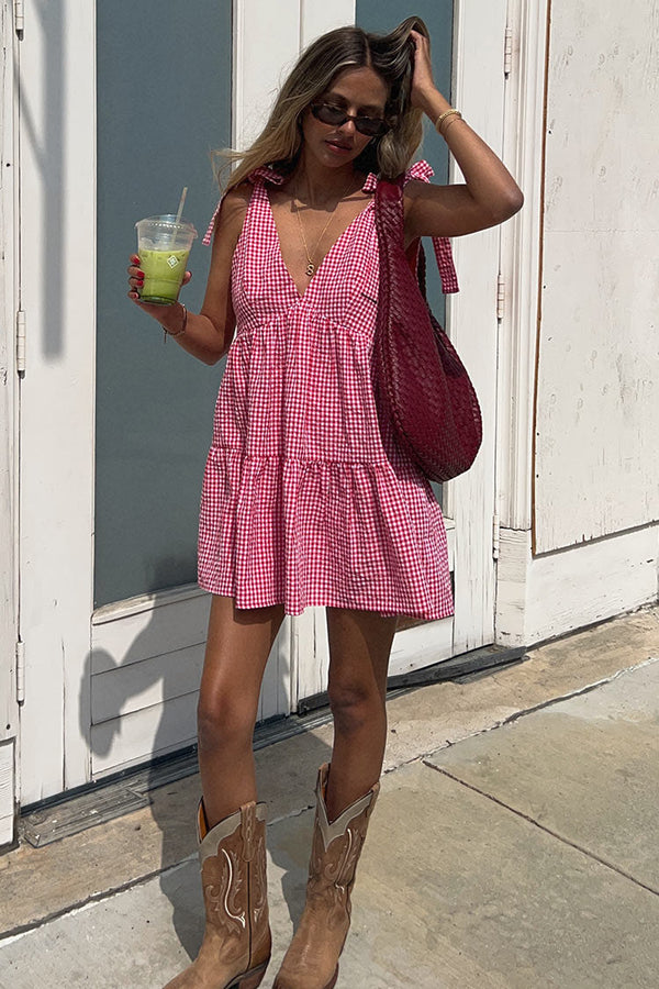 Angel Girl Red Gingham Mini Dress