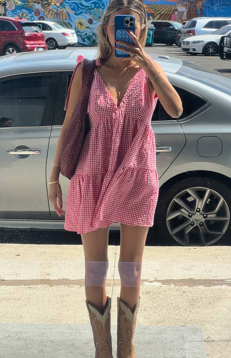 Angel Girl Red Check Mini Dress