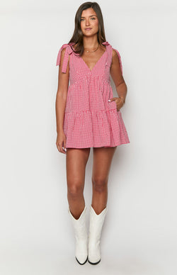 Angel Girl Red Check Mini Dress