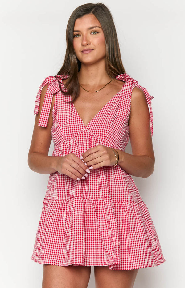 Angel Girl Red Check Mini Dress